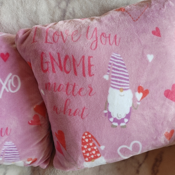 Love You Gnome Matter What Throw Pillows Pink 2 PC - Picture 10 of 12